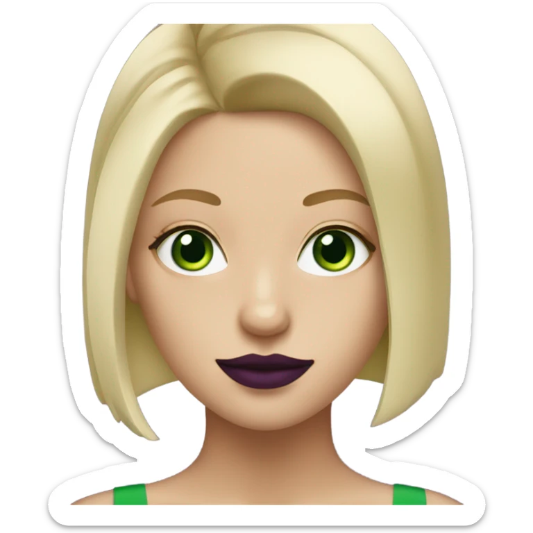 straight short Blonde haired girl with Green eyes & purple lipstick sticker