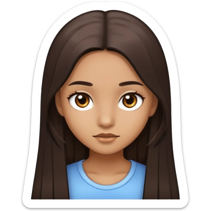 girl with light brown skin, dark eyes and dark straight long hair sticker
