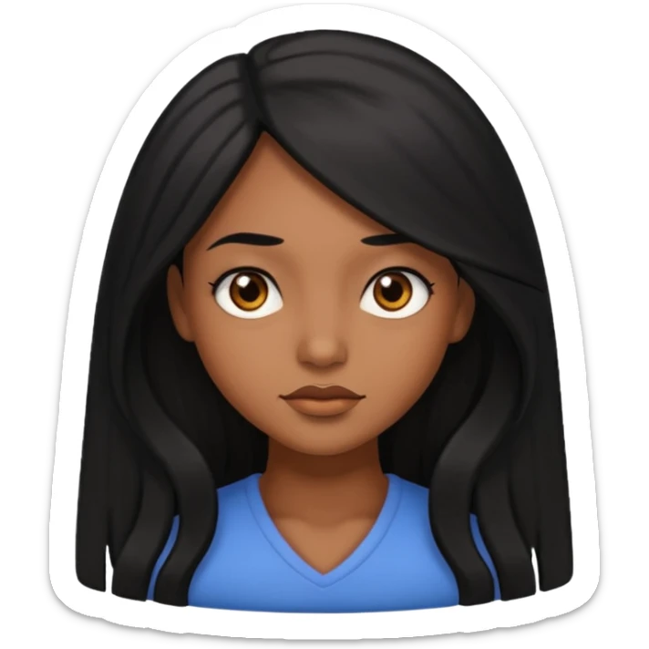 pretty brown skin woman with long black hair and brown eyes with the side eye expression  sticker