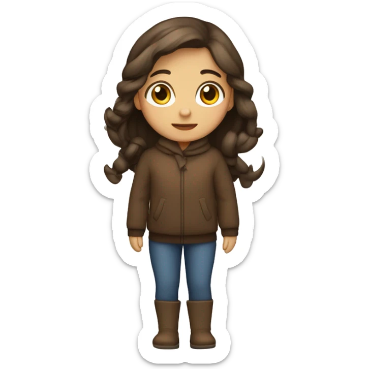 winter, christmas, hispanic, long brown hair, girl, brown eyes, child, full body sticker