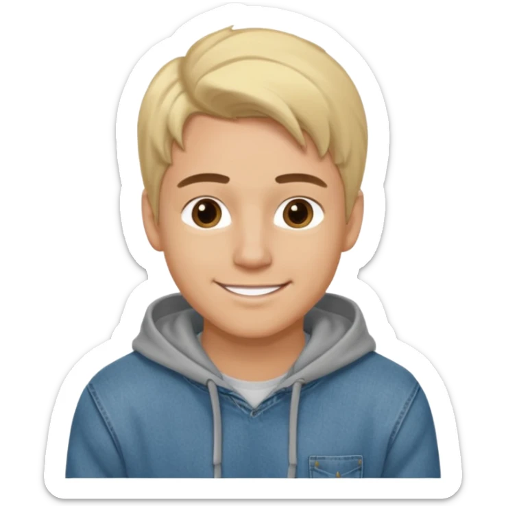 Kjekk gutt (lys i huden) som har pynta seg. Har på seg Jeans og grå hette genser og håret skal være  midtskill og fargen på håret er blondt. Litt øyevipper men ikke mye og litt mørke brun. Skal se HOT Å SEXY UT smile mer!!! Ca 20 år gammel  sticker