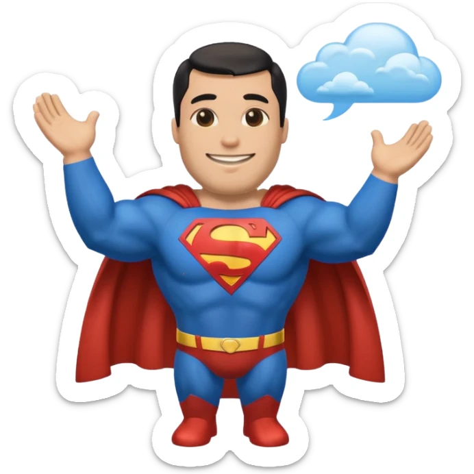 a moai emoji with a superman cape with the original face or the moai emoji with a super man saving people vibe like the superman there is some man waiting in the sky meme sticker