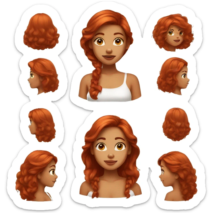 Red hair girl with medium skin tone and a beauty mark on her nose  sticker