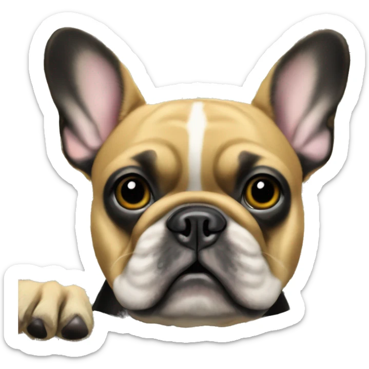 Black-and-tan French bulldog on pile of money  sticker