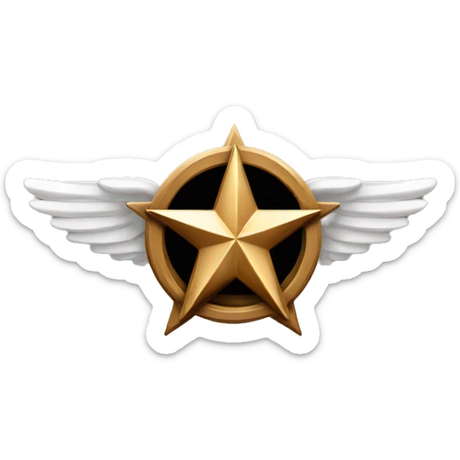 Bronze military badge with 3 stars in the center and 4 wings behind sticker