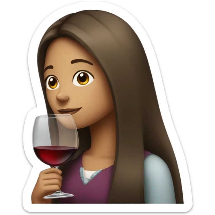 profile of a girl with long hair with a wine glass  sticker