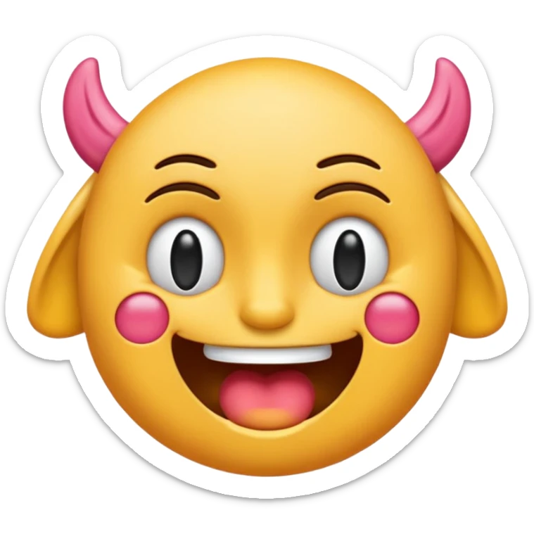 can you do the drooling emoji rotated right slightly with two ear emojis place over it, them mirroring one another, and then can you do a rocking out emoji over top all of it that is flipped completely upside down sticker