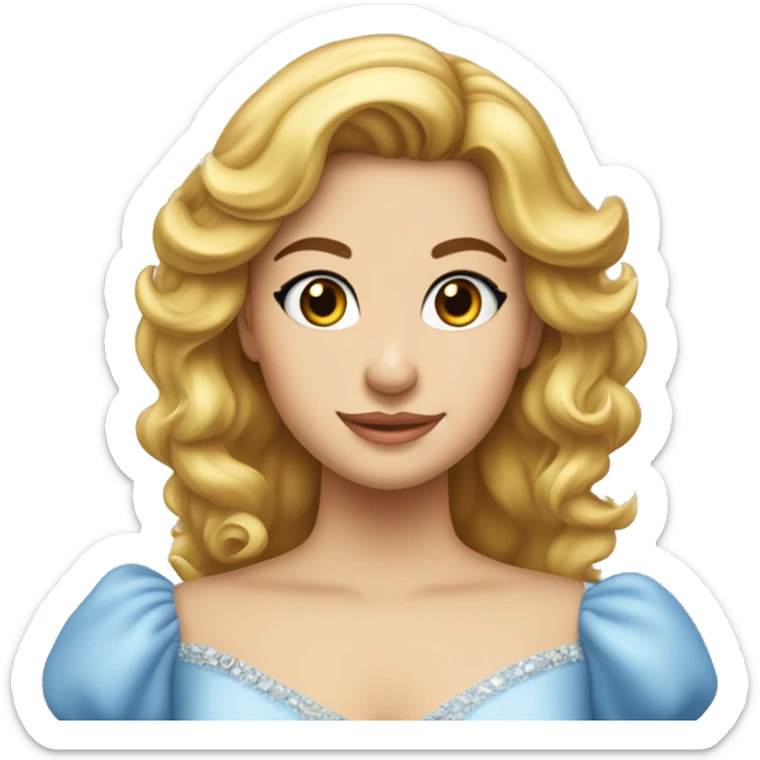 Chica linda blanca de cabello rubio vestido de por azul Cenicienta  sticker