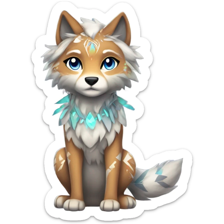 Fionbri-Falvie-sparkle-greywolf-sona with shiny colorful tribal markings full body sticker