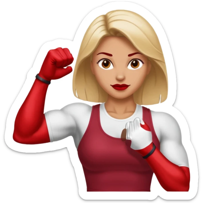 Woman with muscular arms and a manicured hand in a fist sticker