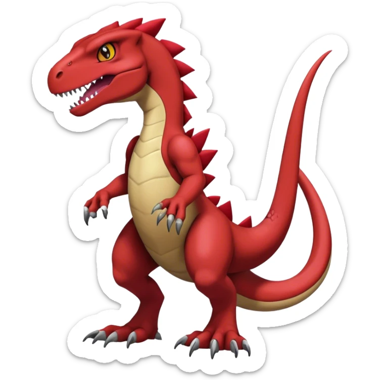  Cool Edgy Maroon Guilmon-Charmeleon-Digimon-Fakemon-Velociraptor full body sticker