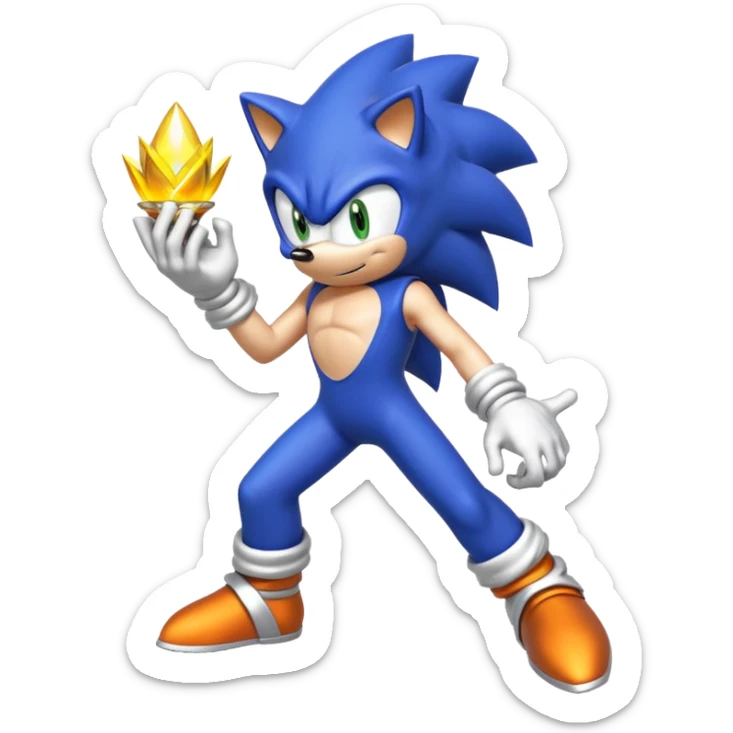 I want Sonic the hedgehog with the 7 chaos emeralds and the Goku aura transformation, where is the super Sonic aura sticker