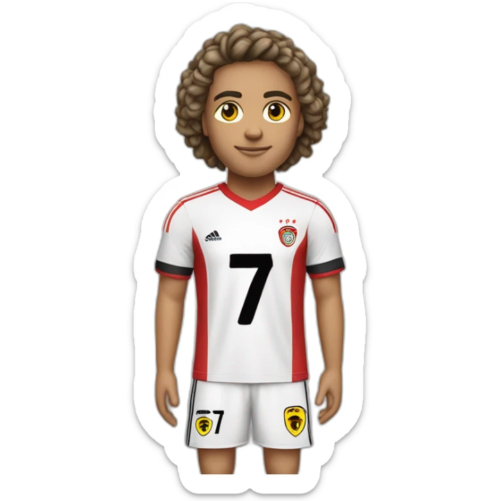 futbolista aleman de 23 con camiseta roja con el número 7 en la camiseta un solo 7 sticker