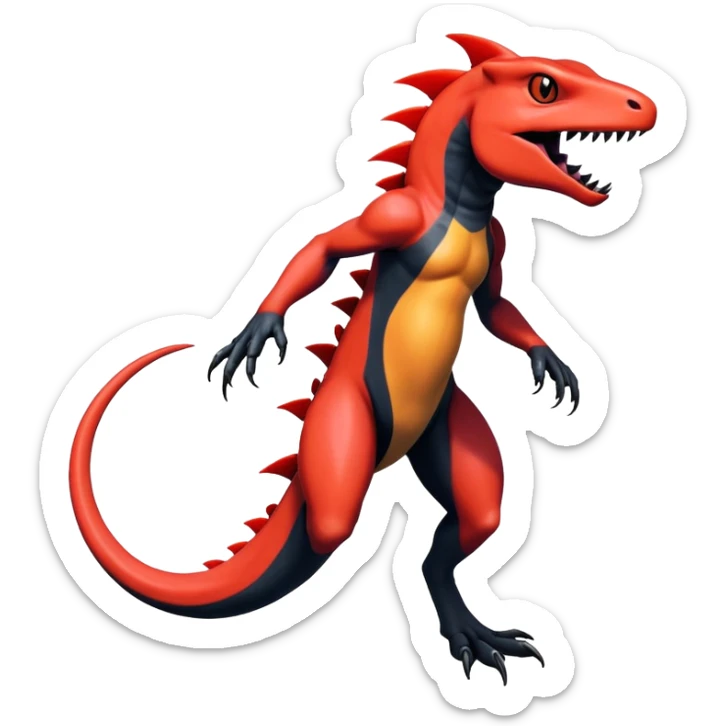 Colorful Dark Shiny Exotic Salandit-Guilmon-Quilava-Fakémon-hybrid-creature (full body)  sticker
