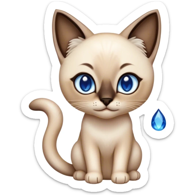 Cinematic Cute Siamese Cat Portrait Emoji, slender body, soft cream-colored fur with rich dark points on the ears, face, paws, and tail, big, sparkling sapphire-blue eyes, Simplified yet irresistibly adorable features, highly detailed, glowing with a warm, cozy glow, high shine, curious yet calm, stylized with a touch of whimsy, bright and endearing, soft glowing outline, capturing the essence of a mischievous yet lazy and loveable kitty, so cuddly it feels like it could waddle right out of the screen for a snuggle! sticker