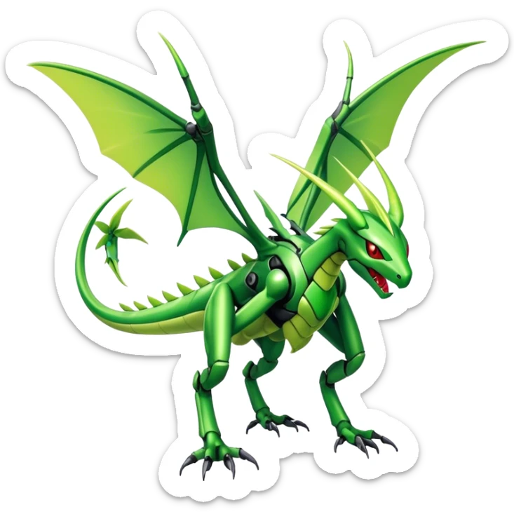  Cool Edgy Shiny Colorful Futuristic Ethereal Legendary Cyborg-Scyther-Flygon-Digimon-hybrid full body sticker
