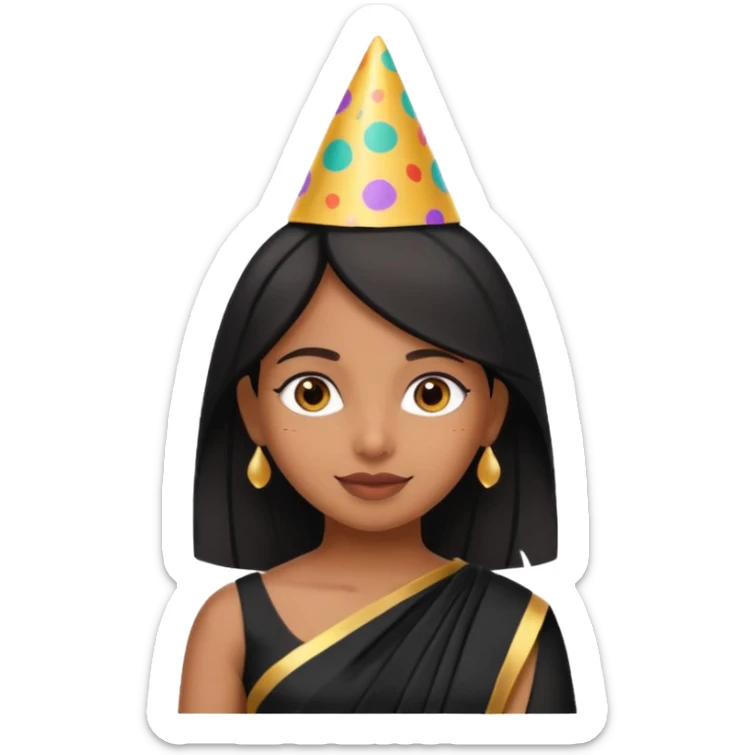 Brown girl in party wear black saree  sticker