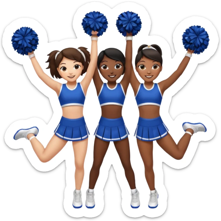4 girls in a cheer stunt brown skin, white skin, black skin, Asian  sticker