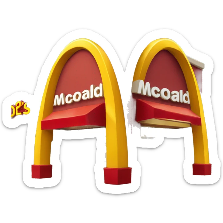 “McDonald’s store with the iconic golden arches, a red and yellow color scheme, and a simple, recognizable design that captures the essence of a fast food restaurant.” sticker