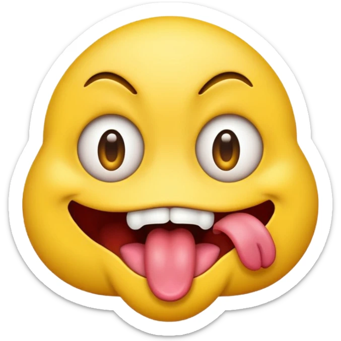 freaky emoji with tounge out, eyes wide, drool coming out of mouth and make the eyes rolling back  sticker