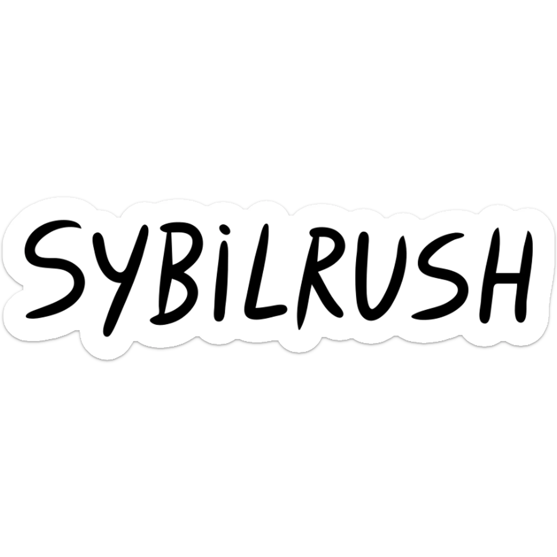 The text "SYBILRUSH" written clearly sticker