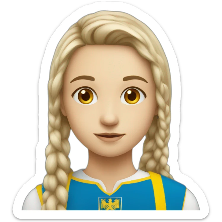 A Ukrainian student wearing the color of the Ukrainian flag sticker