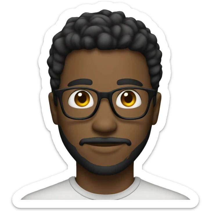 Black Young man and glasses and little beard mustache faded hair sticker