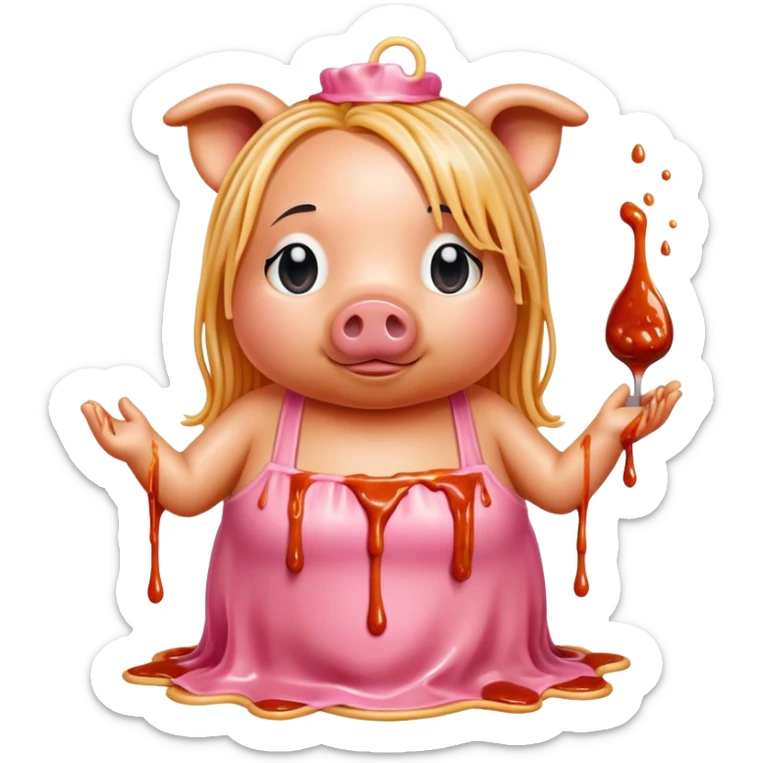  SPAM meat melted pink dripping sauce spaghetti dress piggy monalisa portrait sticker