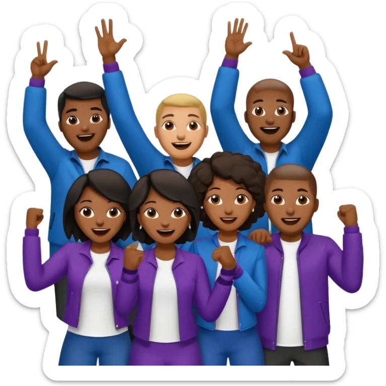 African American crowd of fans men and women at a rap concert sticker