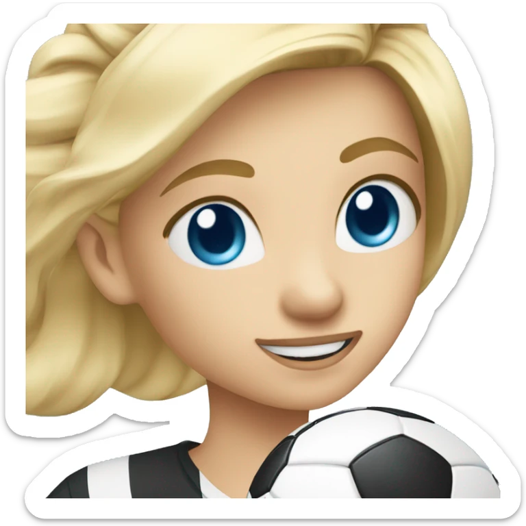 blonde young girl blue eyes kicking a soccer ball sticker