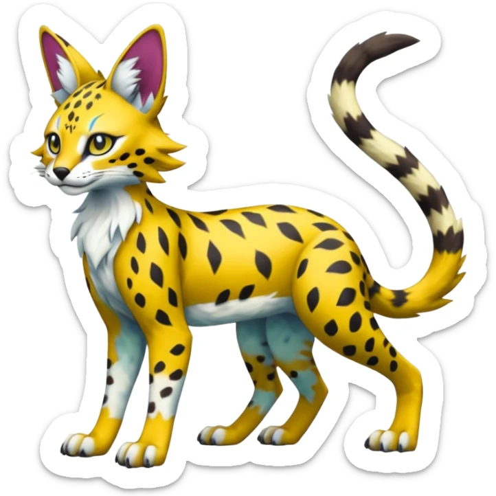 Colorful Bobcat-Sergal-Serval-Genet-Pokémon-Digimon-Fakémon-fusion-hybrid-creature sticker
