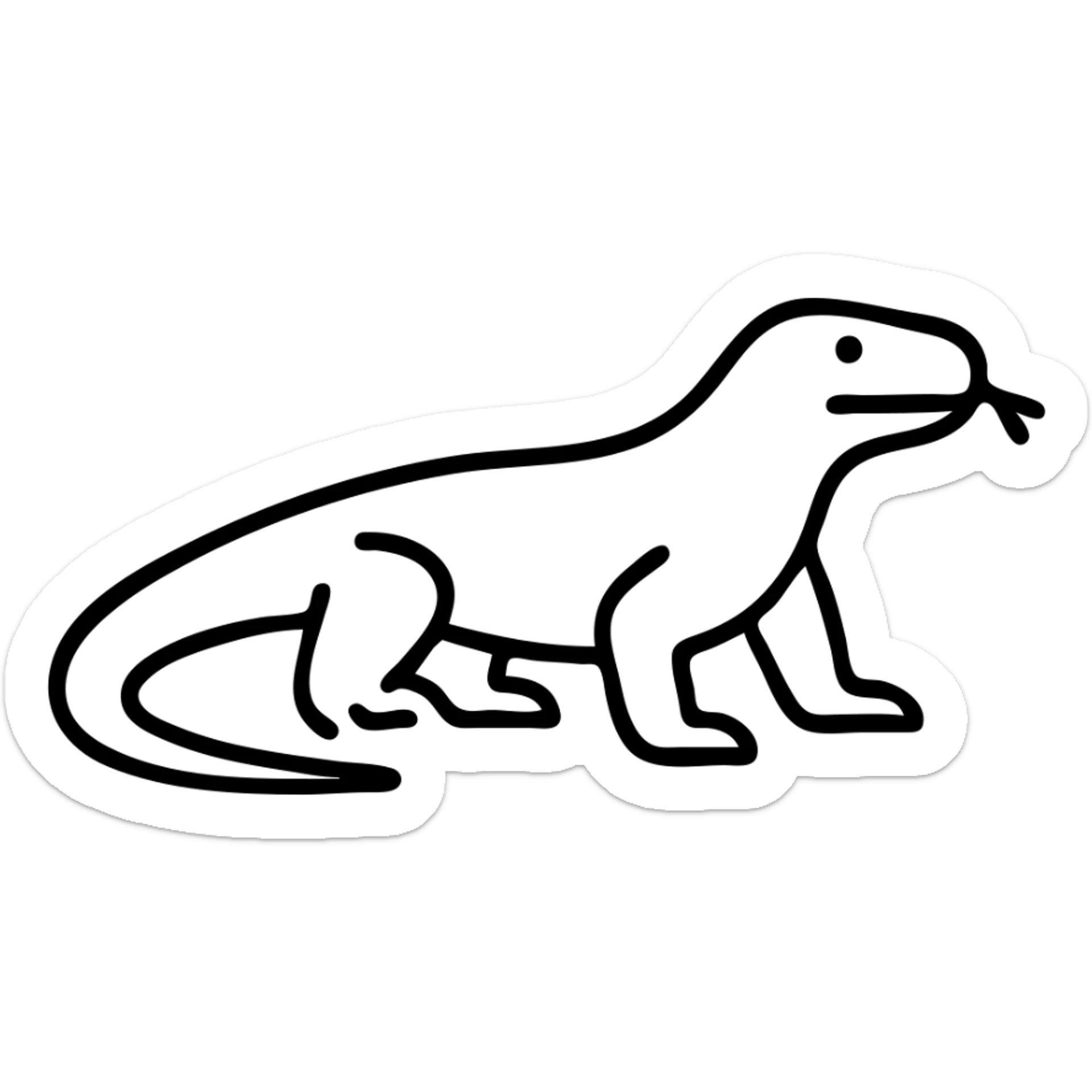 An outline of a komodo dragon with its distinctive reptilian features and long tail sticker