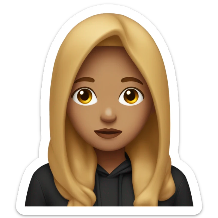 Tired girl with black hoodie and caramel blonde hair sticker