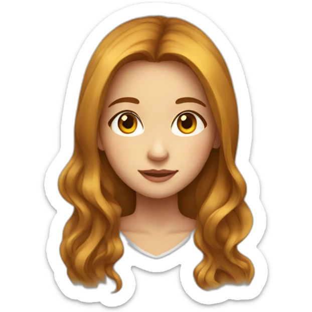 A girl with big brown eyes and long yellow-brown hair, beautiful sticker