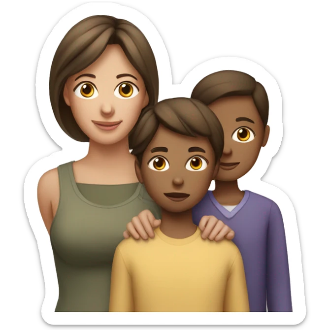 Mother and teenage son and young daughter sticker
