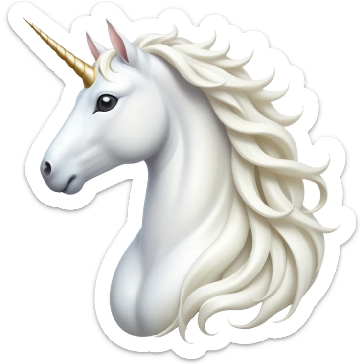 cinematic-beautiful-white-unicorn-emoji,-poised-and-regal,-with-a-slender,-ethereal-form-draped-in-a-pristine-white-color,-a-flowing-mane-and-tail,-and-a-white,-spiraled-horn-that-radiates-pure-light,-simplified-yet-sharp-and-majestic sticker