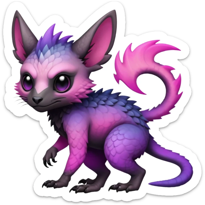 Cool Edgy Black-pink-purple-gradient badass Trico-animal-creature full body sticker