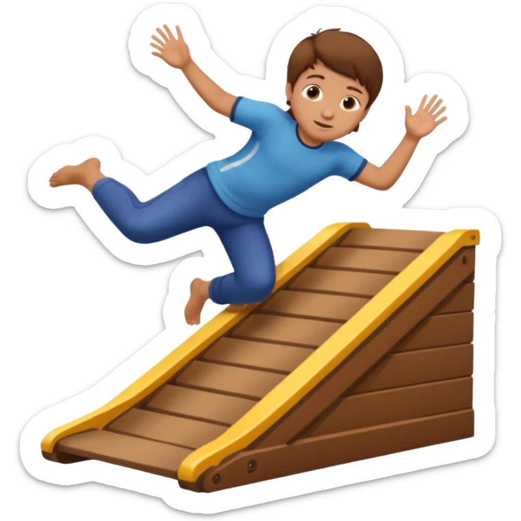 jongen die aan het buikglijden is met bruin haar van een schans sticker