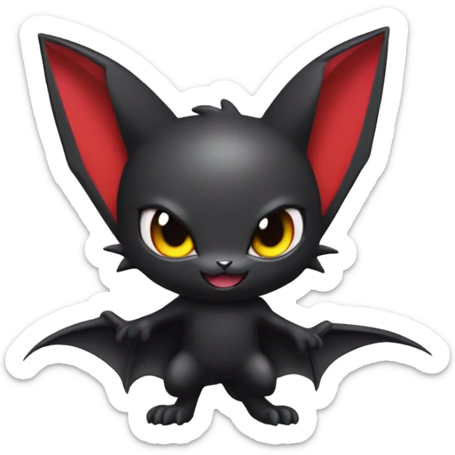 Cool Cute Edgy Dark Black Red Batty Chibi Noibat-Cat-Pokémon-Fakémon-hybrid sticker