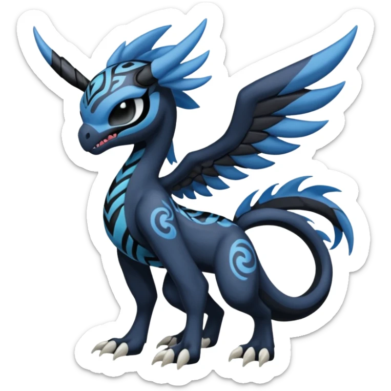 Meloetta-Venom-Stitch-Zekrom-fusion, full body, tribal markings  sticker