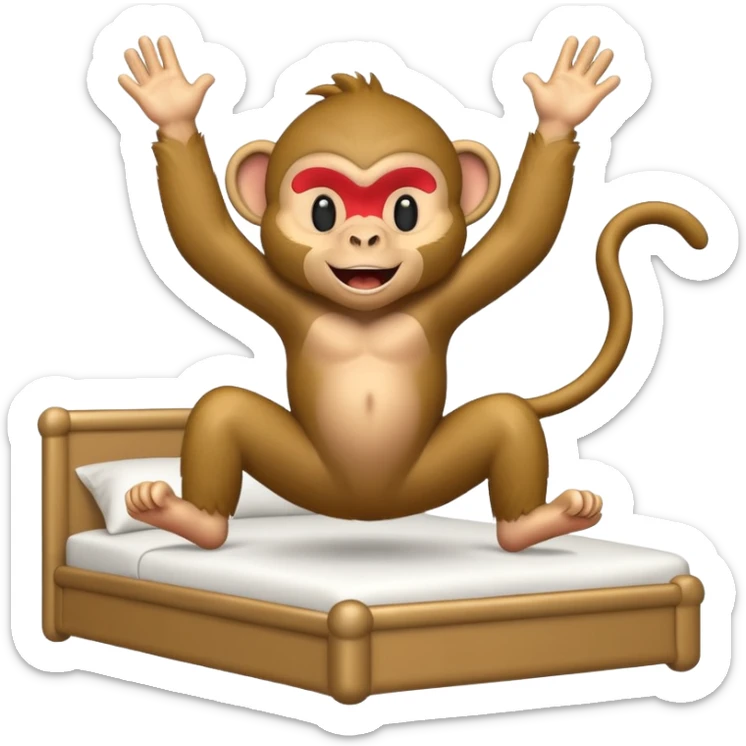 Cinco monitos salta en la cama uno se cayó se golpeó la cabeza mamá llamo al doctor ye le doctor dijo no más monos satis sticker