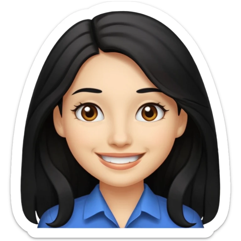 Professional woman with dimples, brown eyes, and long black hair sticker