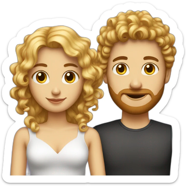 a couple of a blond curly girl with marronhaired man sticker