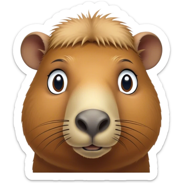Cinematic Noble Capybara Portrait Emoji, Poised and serene, with a robust, rounded build covered in soft, earthy fur and gentle, wise eyes, Simplified yet sharp and sophisticated features, highly detailed, glowing with a warm, natural glow, high shine, intelligent and calm, stylized with an air of understated authority, focused and attentive, soft glowing outline, capturing the essence of a watchful and confident guardian that feels as though it could step out of the screen with effortless authority! sticker
