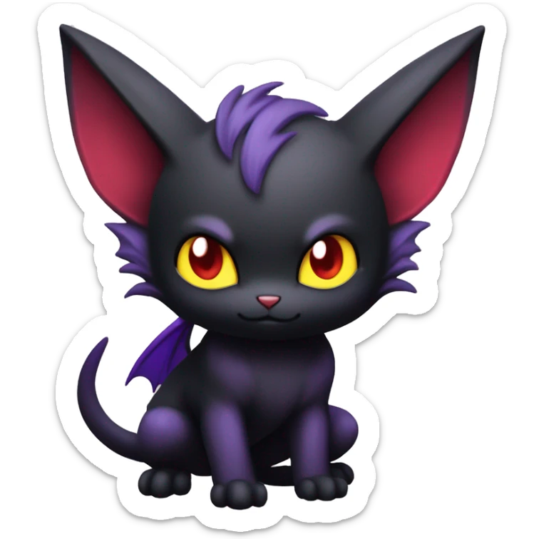 Cool Cute Edgy Dark Black Red Purple Batty Chibi Noibat-Cat-Pokémon-Fakémon-hybrid sticker