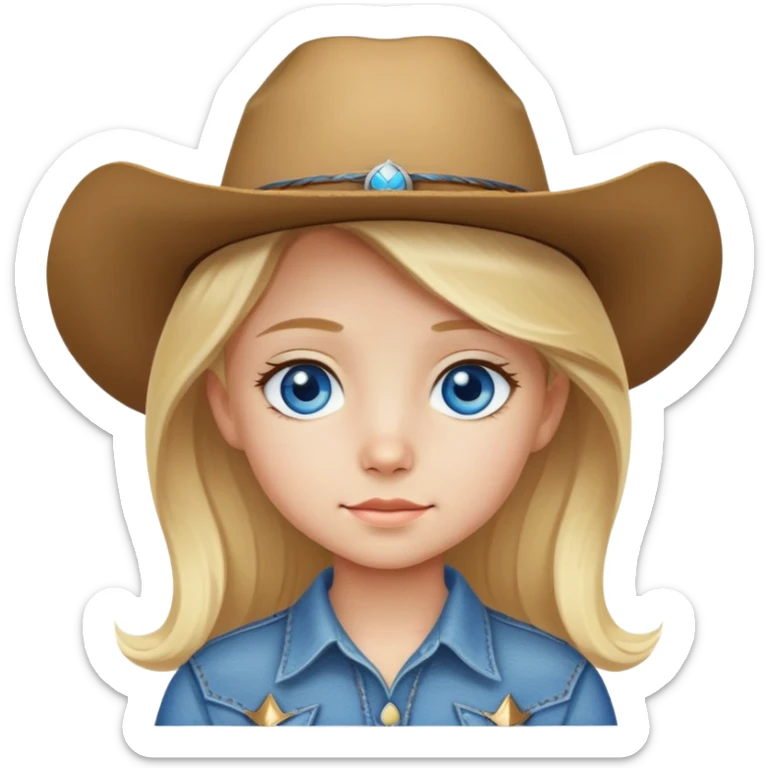 small girl a blonde hair and blue eye. Cowboys style. 16 years old sticker