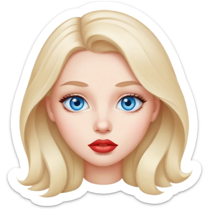 realistic portrait of girl , blue eyes, big lips, white background sticker