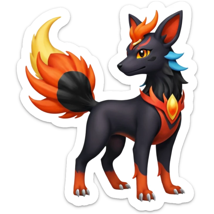 
Canine-Litten-Houndoom-Amaura-Salandit-Noibat-Flareon-Fakémon-fusion (full body) sticker