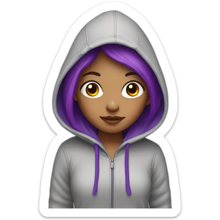 Girl with purple hair in a hoodie sticker