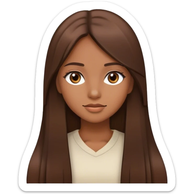 Beautiful girl,brown hair,straight hair，long hair,brown eyes sticker